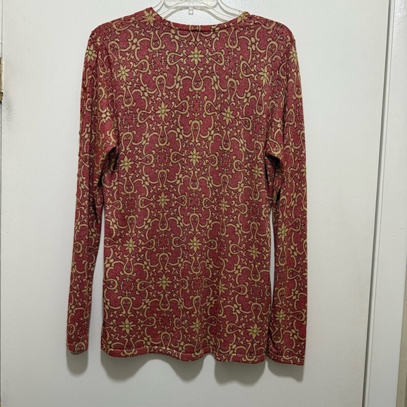 J. McLaughlin sparkly red/maroon/gold top, size L - Picture 2 of 8